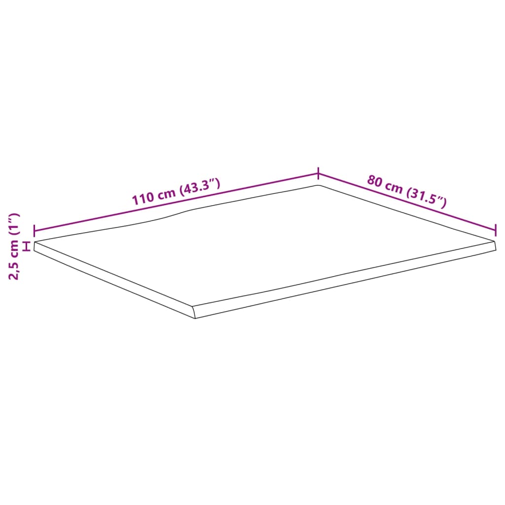 Tömör nyers mangófa természetes élű asztallap 110 x 80 x 2,5 cm 9