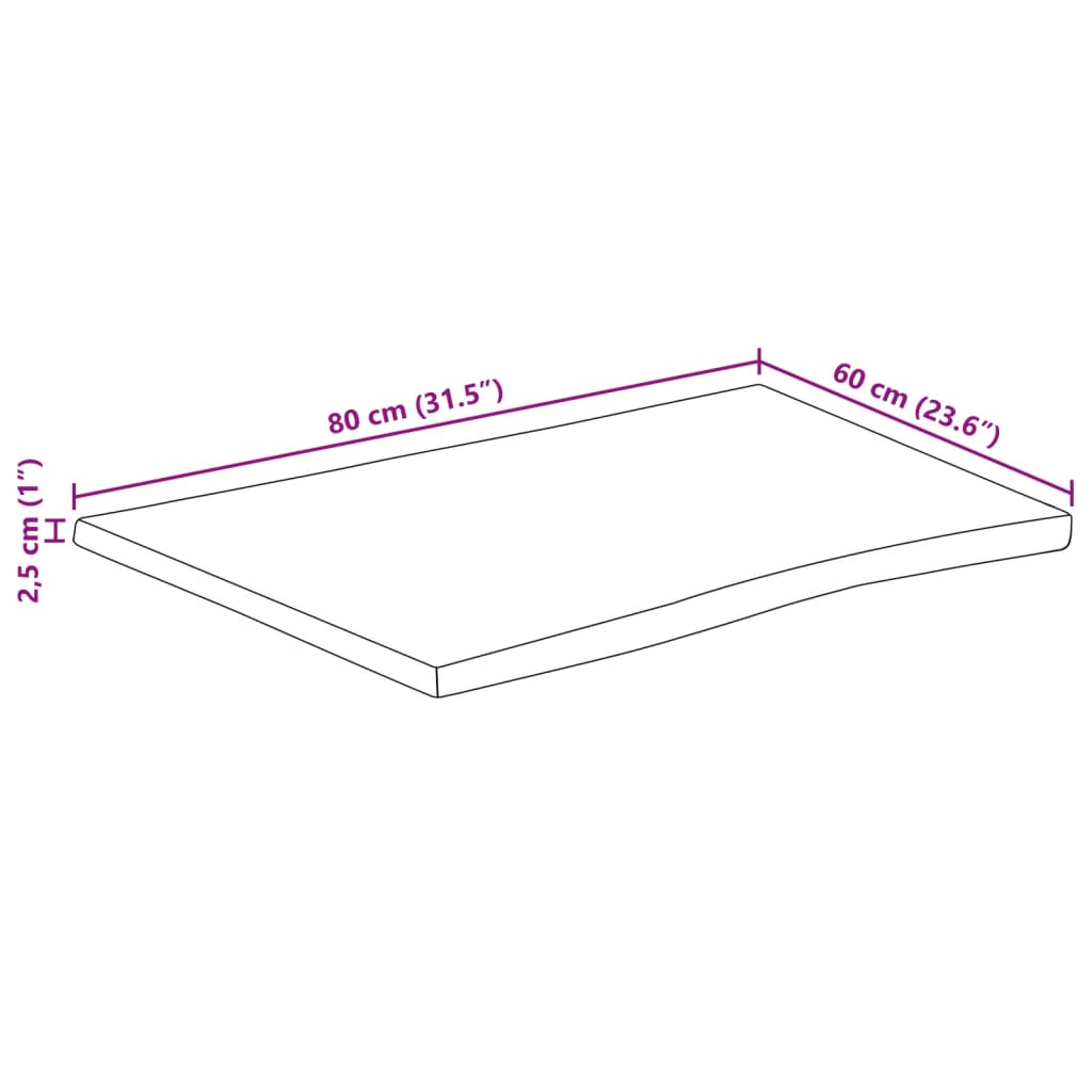 Tömör mangófa természetes élű asztallap 80 x 60 x 2,5 cm 9
