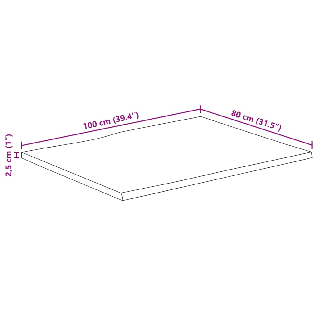 Tömör mangófa természetes élű asztallap 100 x 80 x 2,5 cm 9