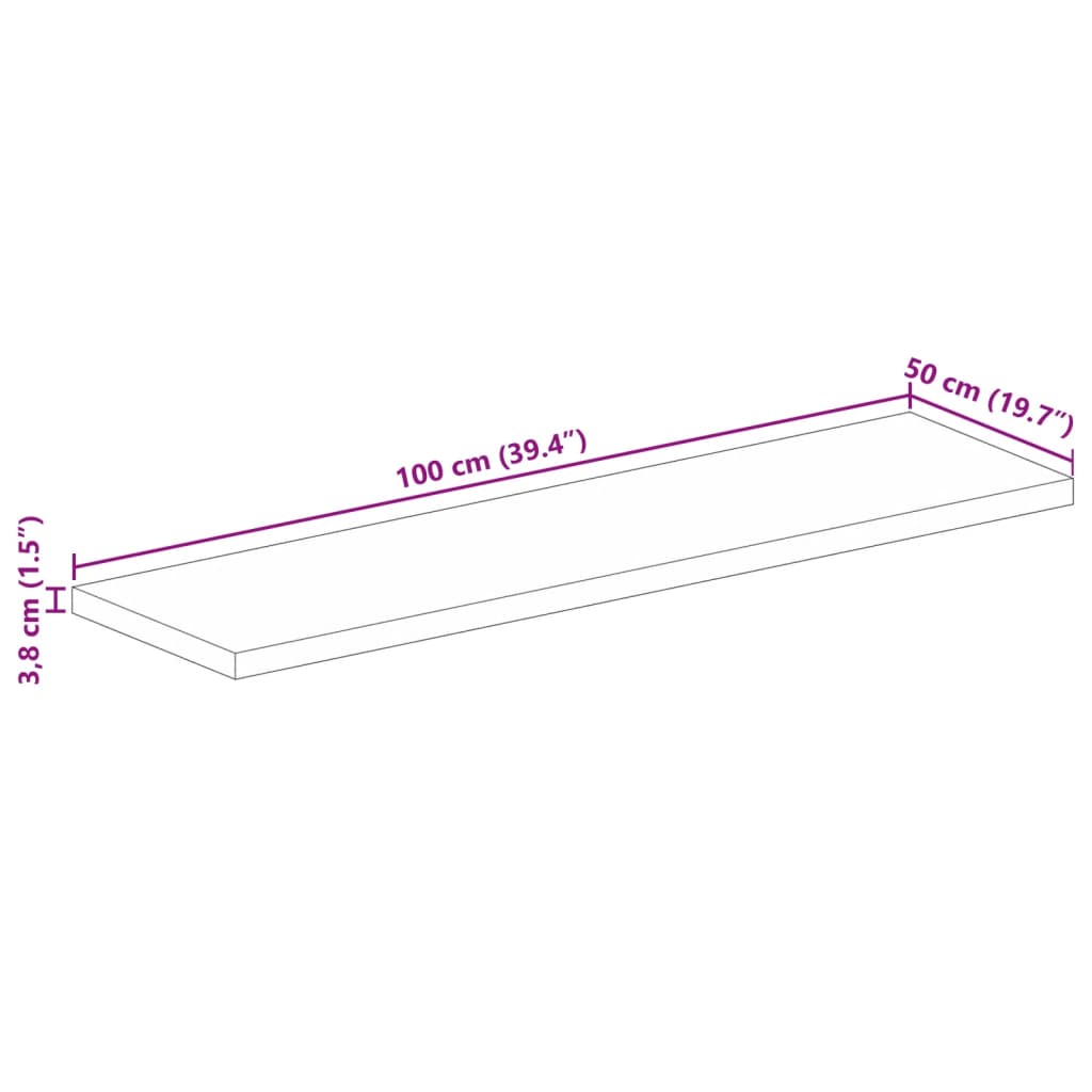 Tömör akácfa téglalap alakú asztallap 100x50x3,8 cm 9