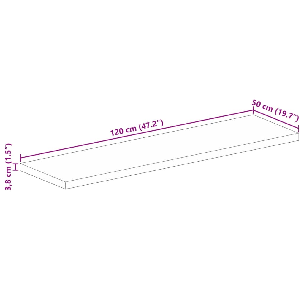 Tömör akácfa téglalap alakú asztallap 120x50x3,8 cm 9