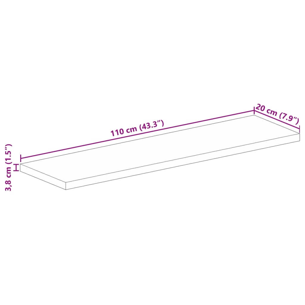 Tömör újrahasznosított fa téglalap alakú asztallap 110x20x3,8cm 9