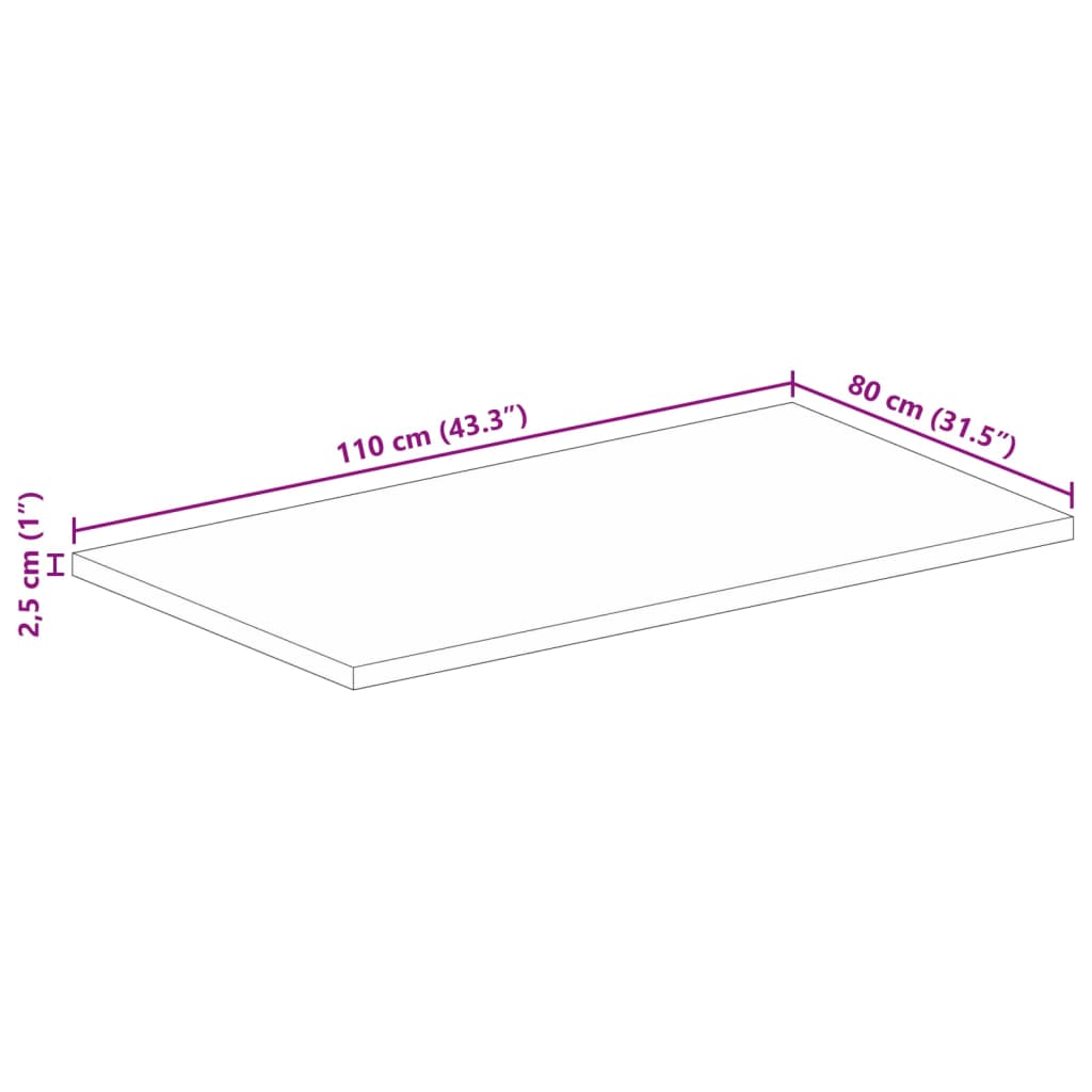 Tömör újrahasznosított fa téglalap alakú asztallap 110x80x2,5cm 9