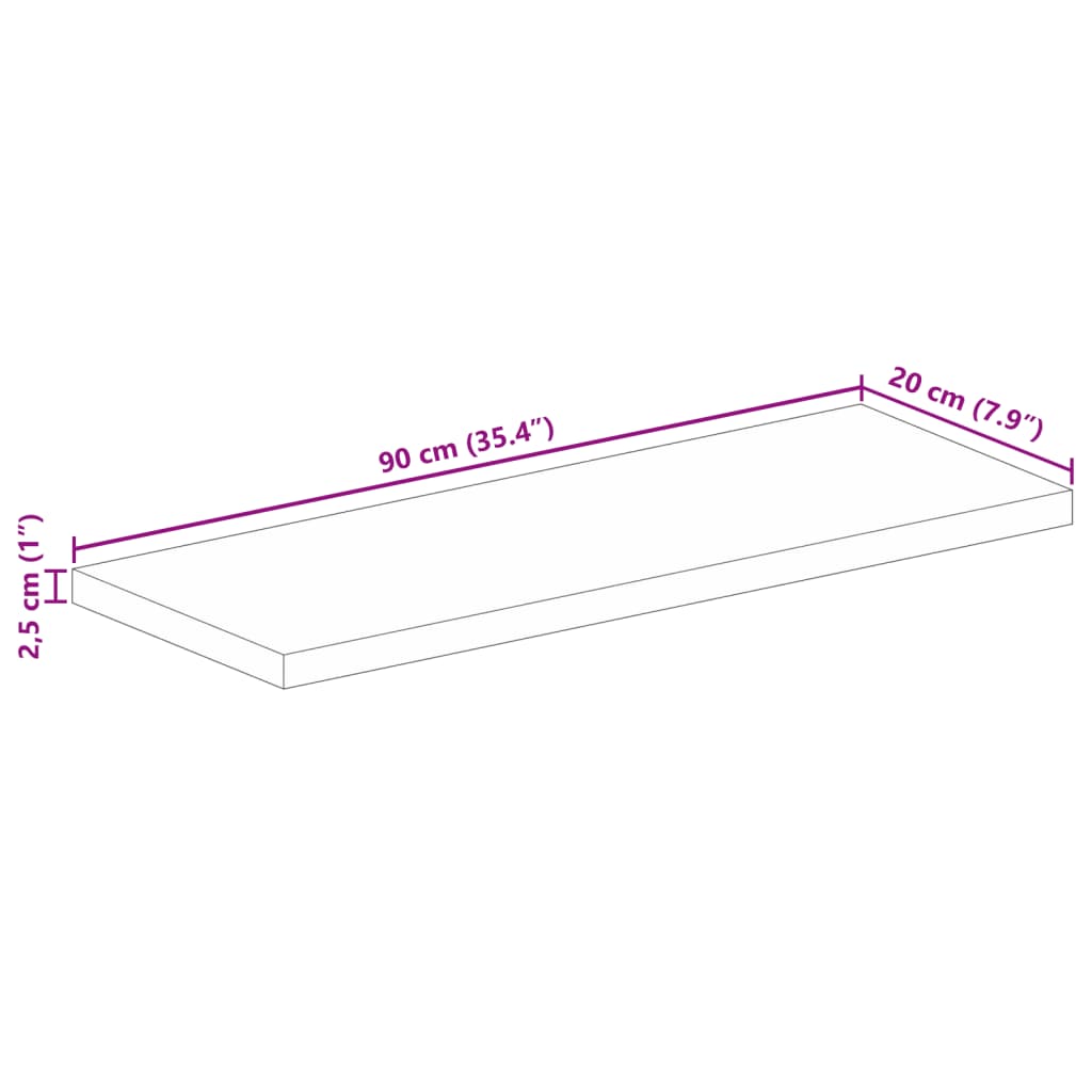 Tömör nyers mangófa téglalap alakú asztallap 90x20x2,5 cm 9