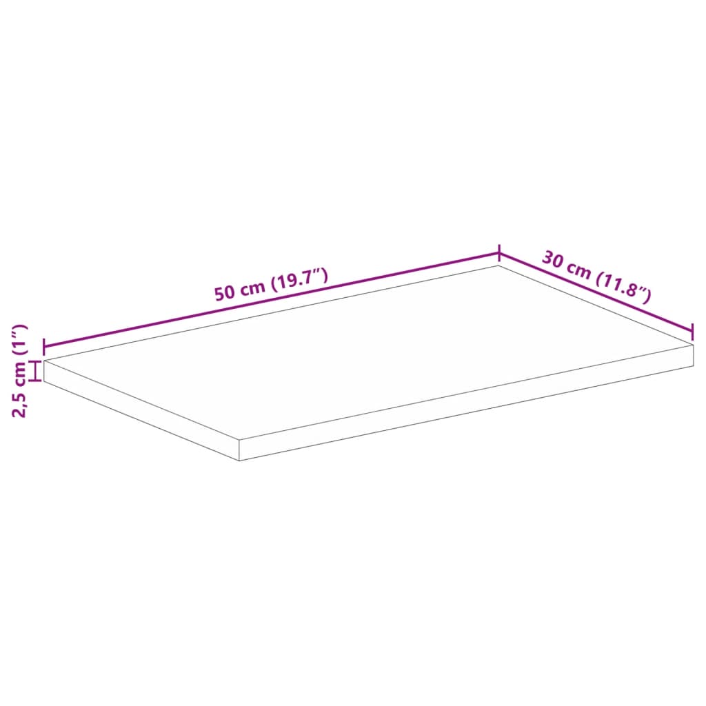 Tömör nyers mangófa téglalap alakú asztallap 50x30x2,5 cm 9