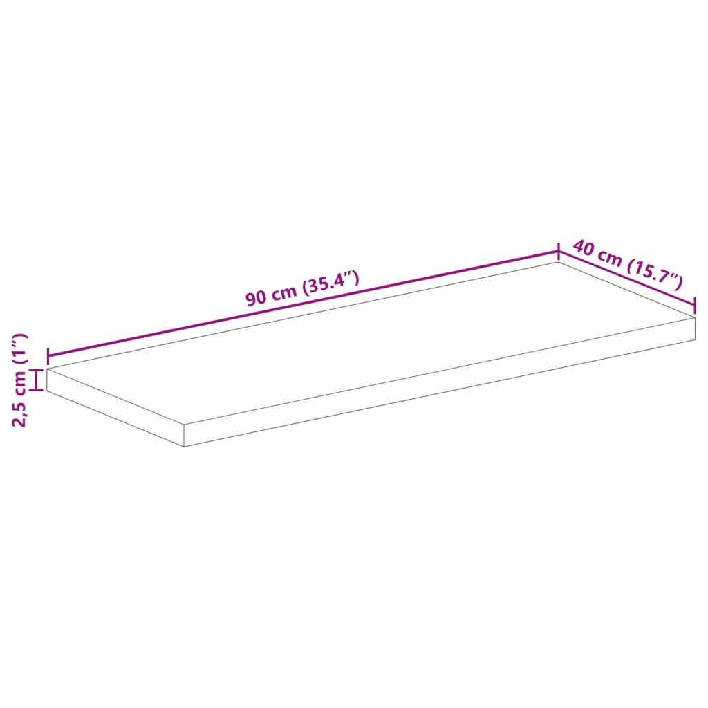 Tömör nyers mangófa téglalap alakú asztallap 90 x 40 x 2,5 cm 9