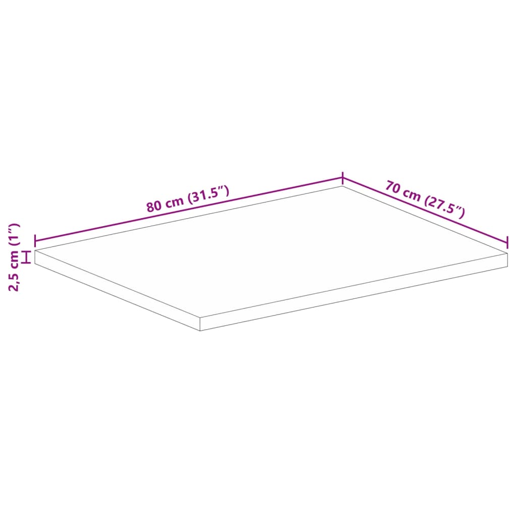 Tömör nyers mangófa téglalap alakú asztallap 80x70x2,5 cm 9