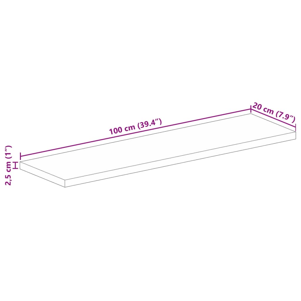 Tömör mangófa téglalap alakú asztallap 100x20x2,5 cm 9
