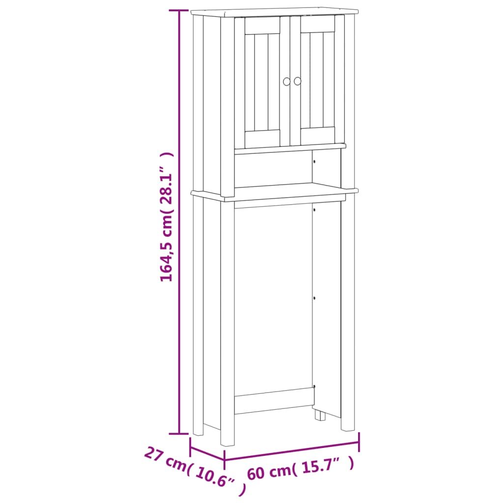 BERG fekete tömör fa WC feletti tároló 60 x 27 x 164,5 cm 8