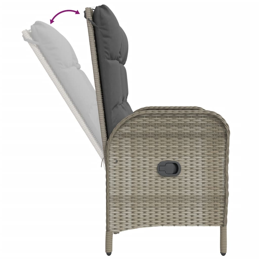 4 részes szürke polyrattan kerti étkezőszett párnával 6