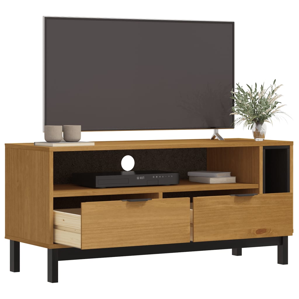 FLAM tömör fenyőfa TV-szekrény 110 x 40 x 50 cm 3