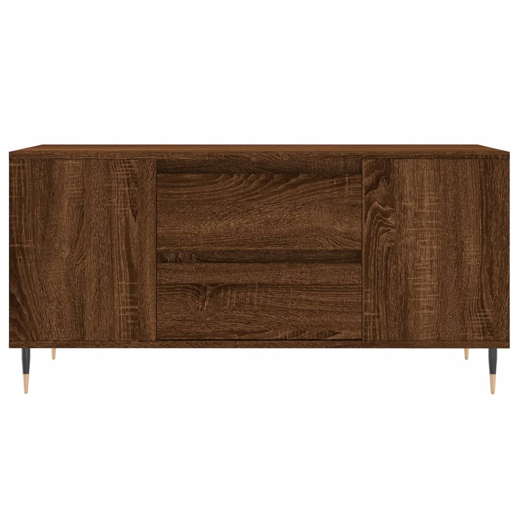 Barna tölgyszínű szerelt fa dohányzóasztal 102 x 44,5 x 50 cm 5
