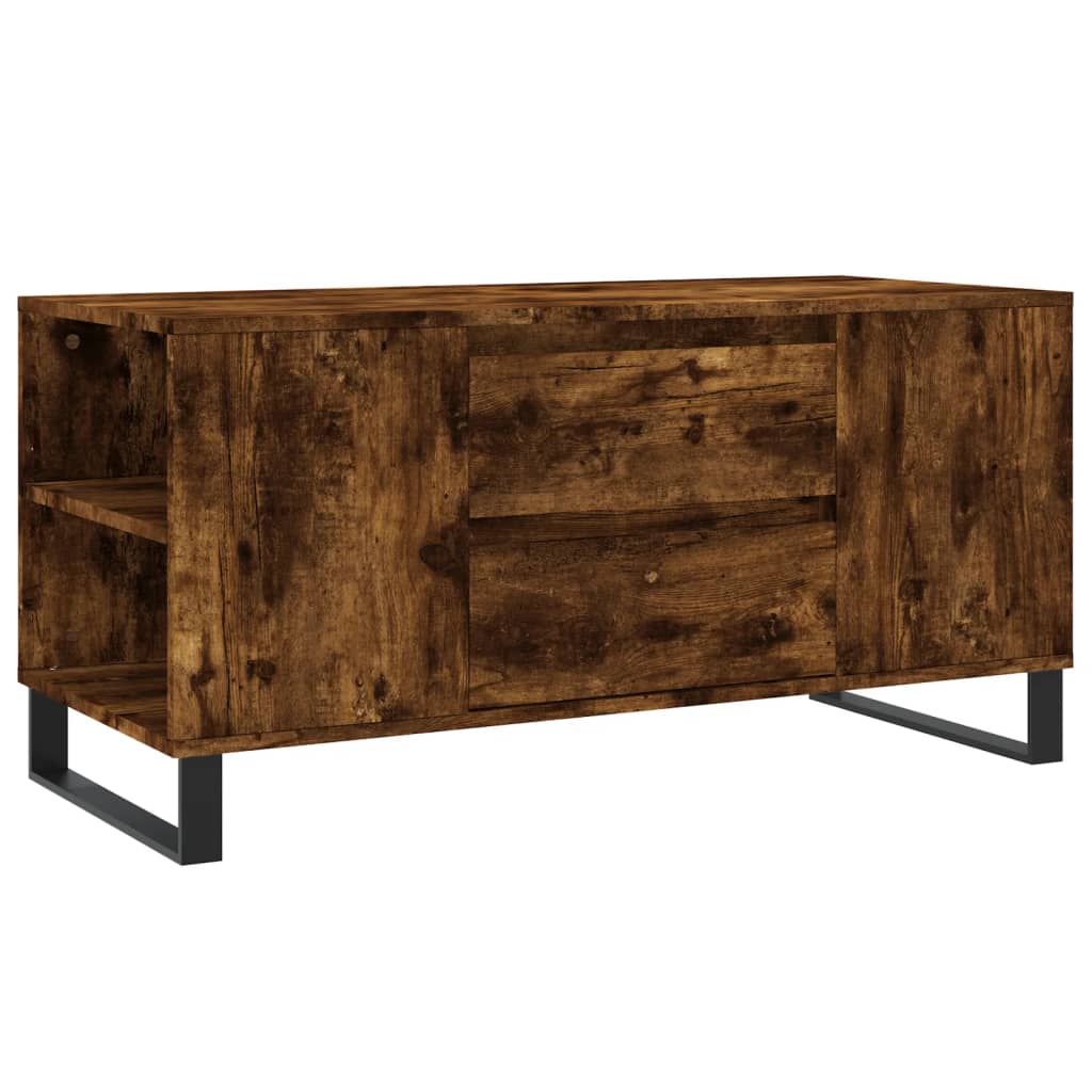 Füstös tölgy színű szerelt fa dohányzóasztal 102x44,5x50 cm 2
