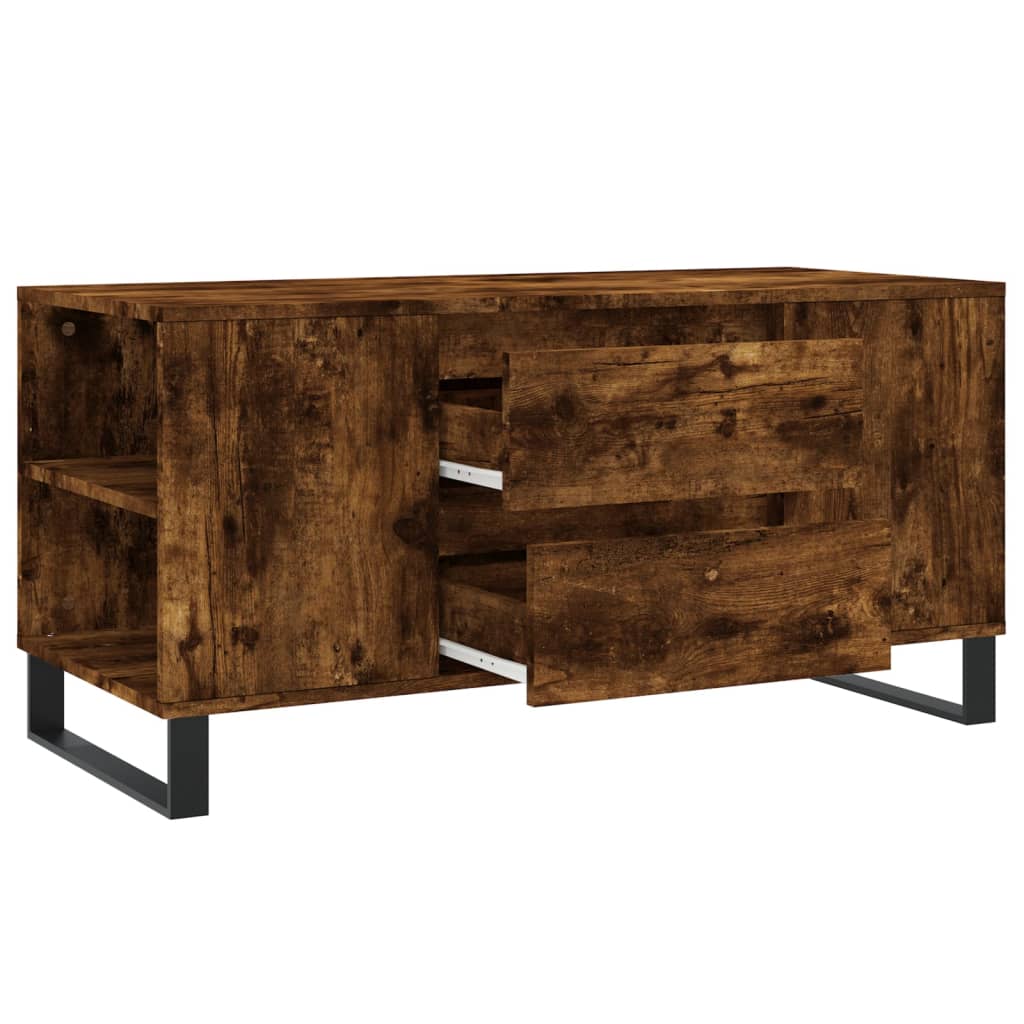 Füstös tölgy színű szerelt fa dohányzóasztal 102x44,5x50 cm 6