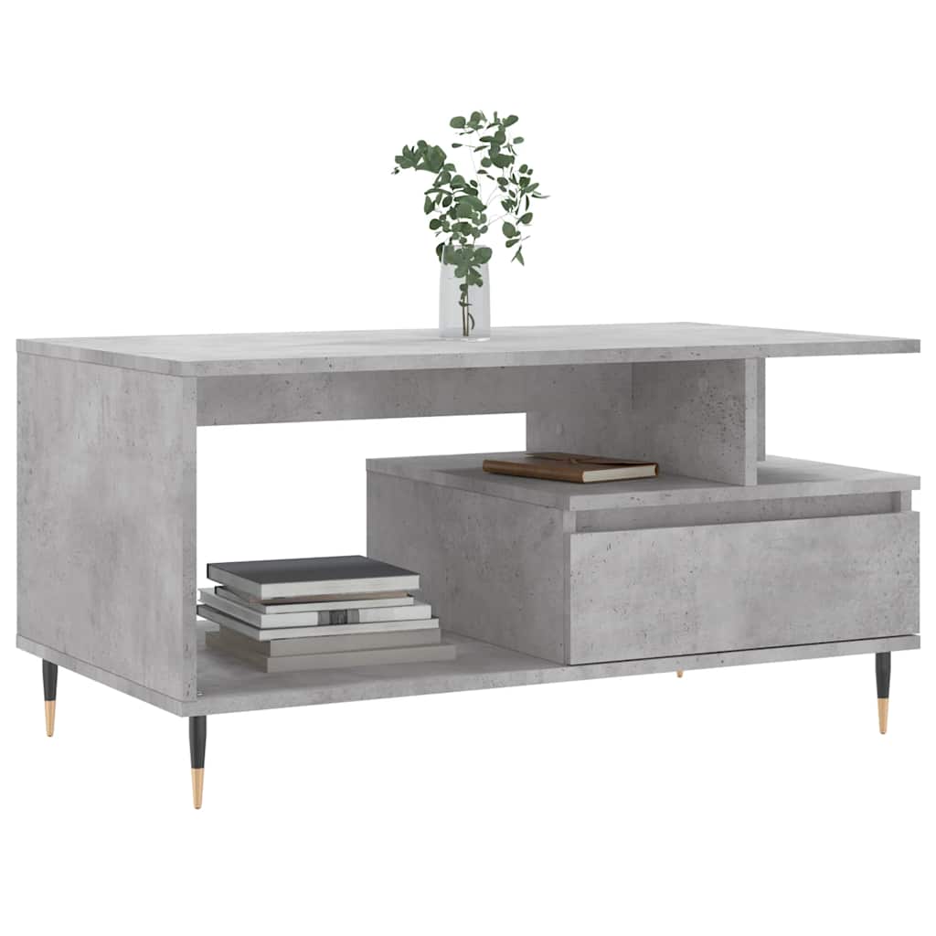 Betonszürke szerelt fa dohányzóasztal 90x49x45 cm 3