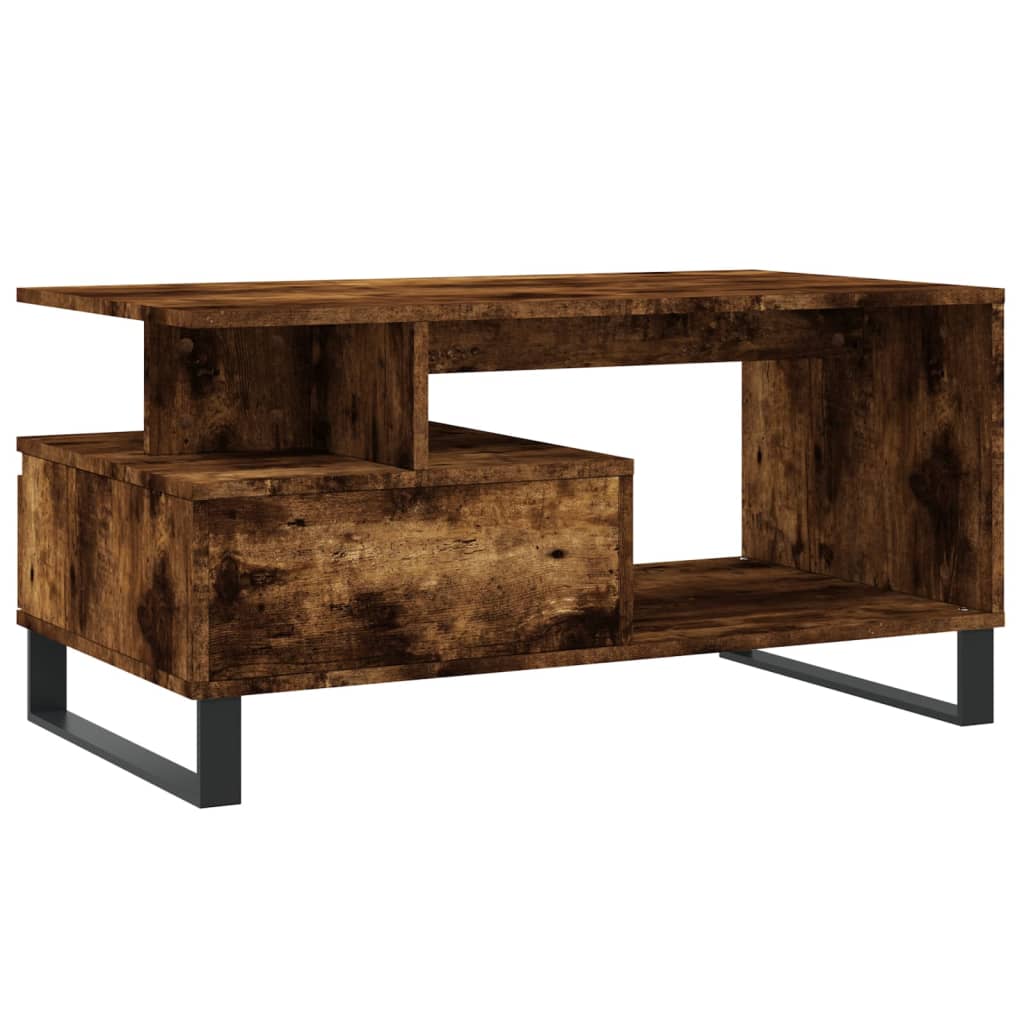 Füstös tölgy színű szerelt fa dohányzóasztal 90x49x45 cm 8