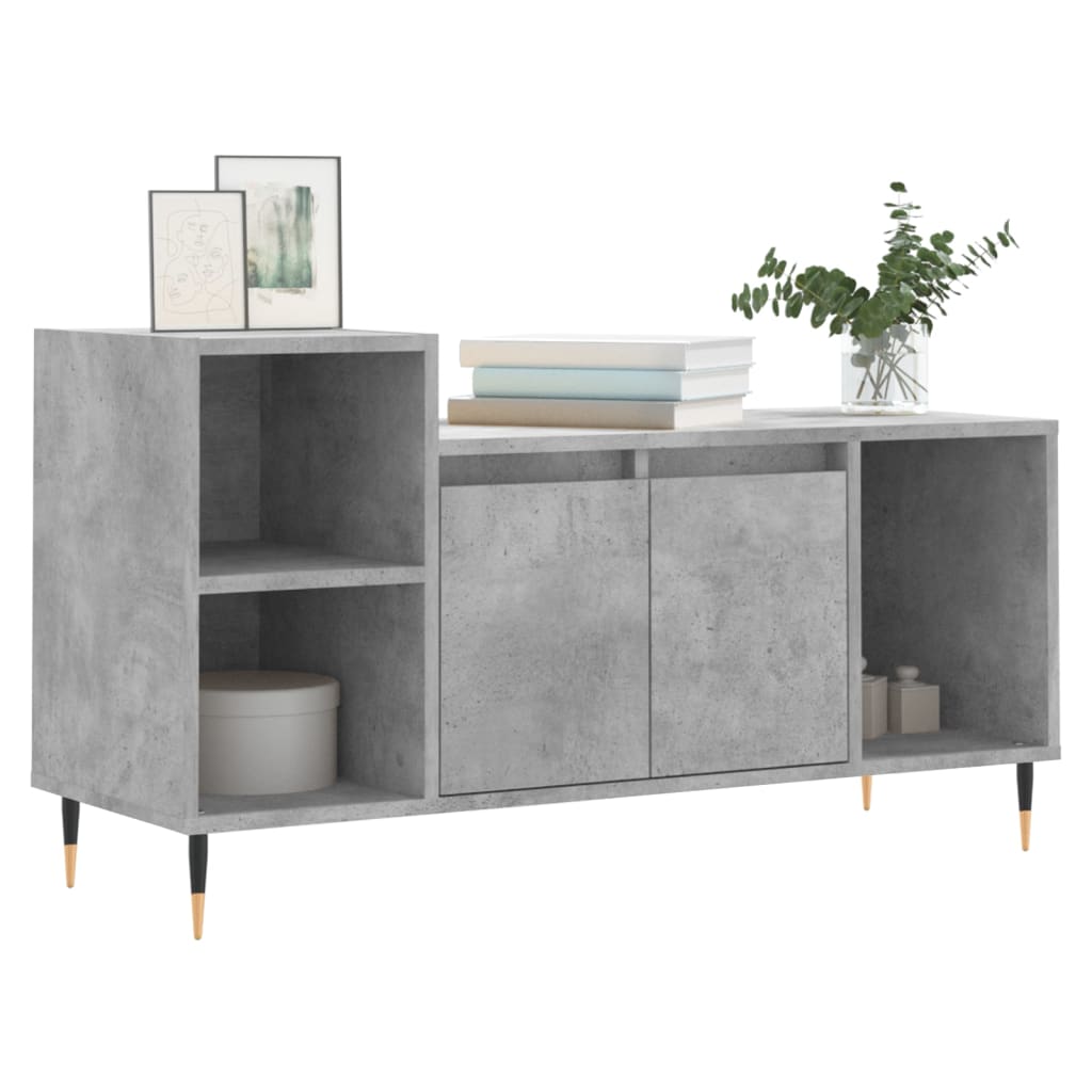 Betonszürke szerelt fa TV-szekrény 100 x 35 x 55 cm 3