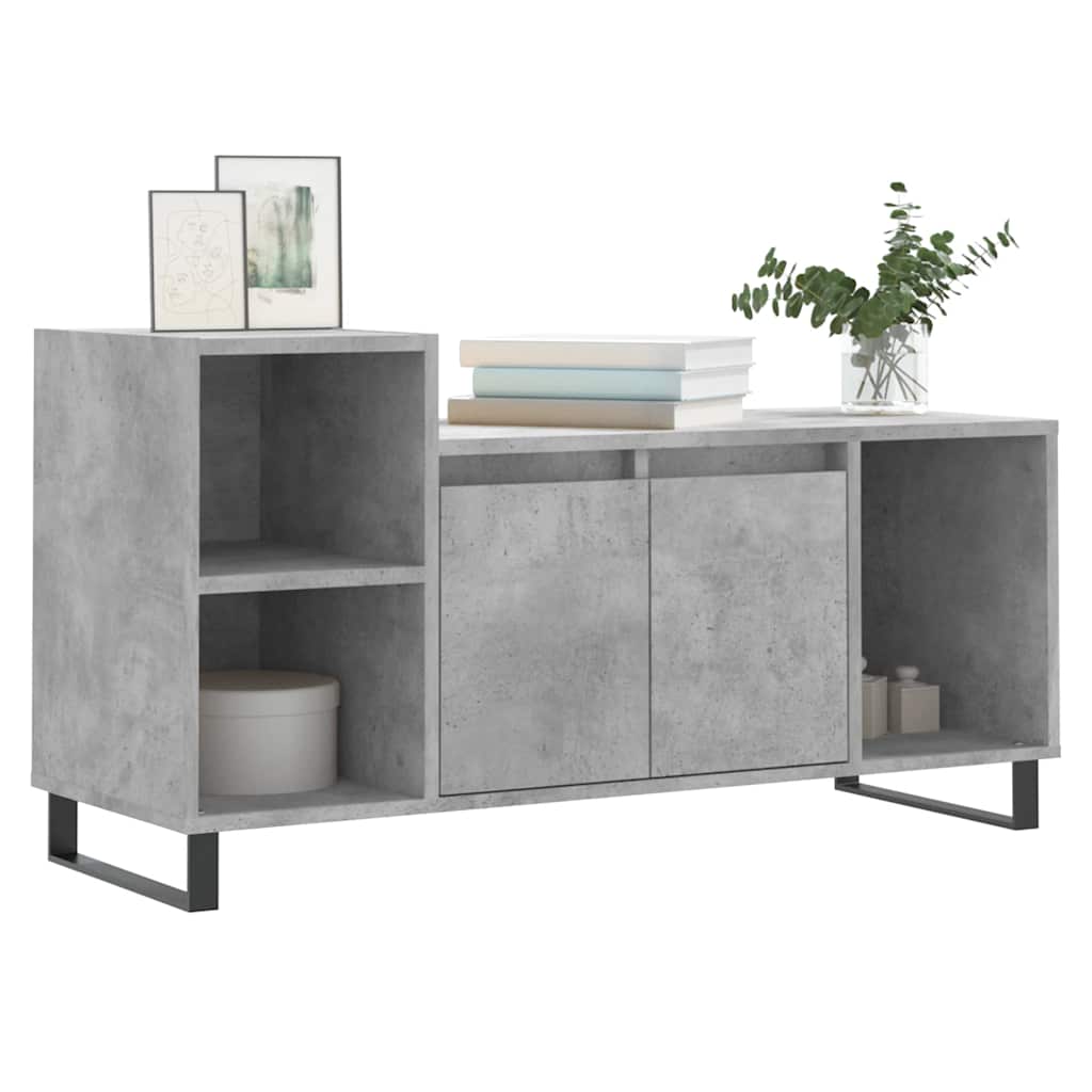 Betonszürke szerelt fa TV-szekrény 100 x 35 x 55 cm 3