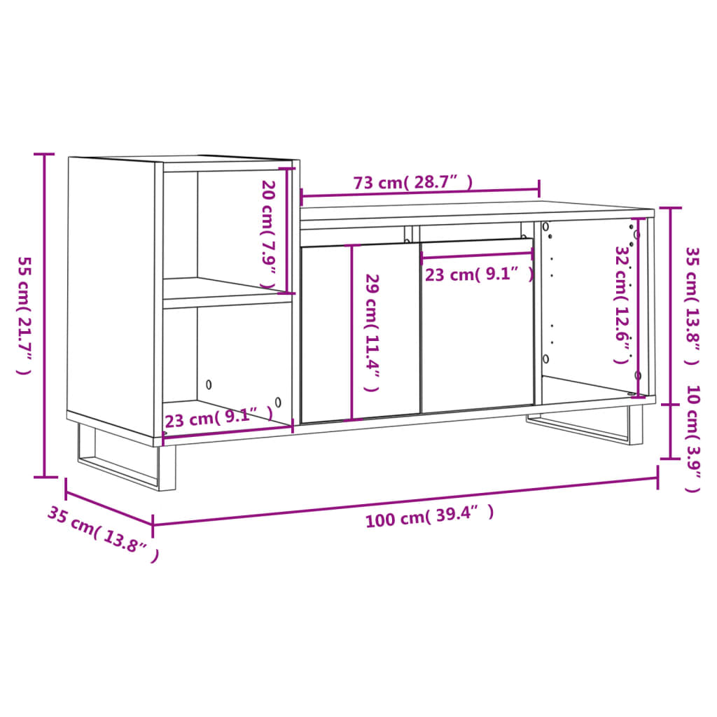 Betonszürke szerelt fa TV-szekrény 100 x 35 x 55 cm 12