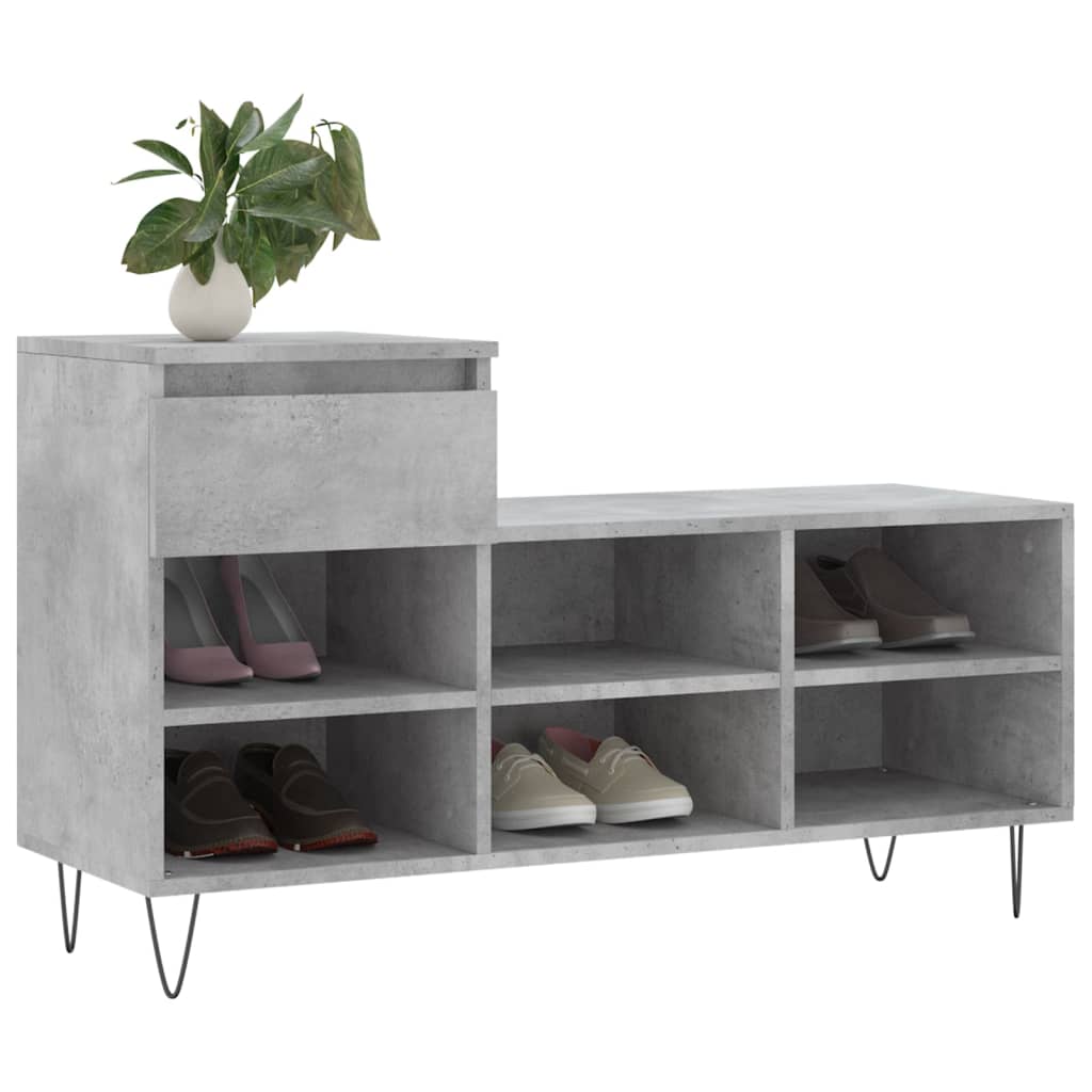 Betonszürke szerelt fa cipőszekrény 102x36x60 cm 3