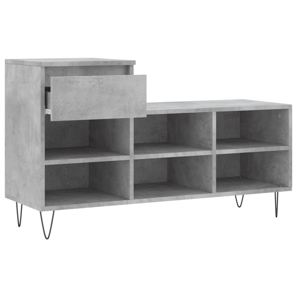 Betonszürke szerelt fa cipőszekrény 102x36x60 cm 6