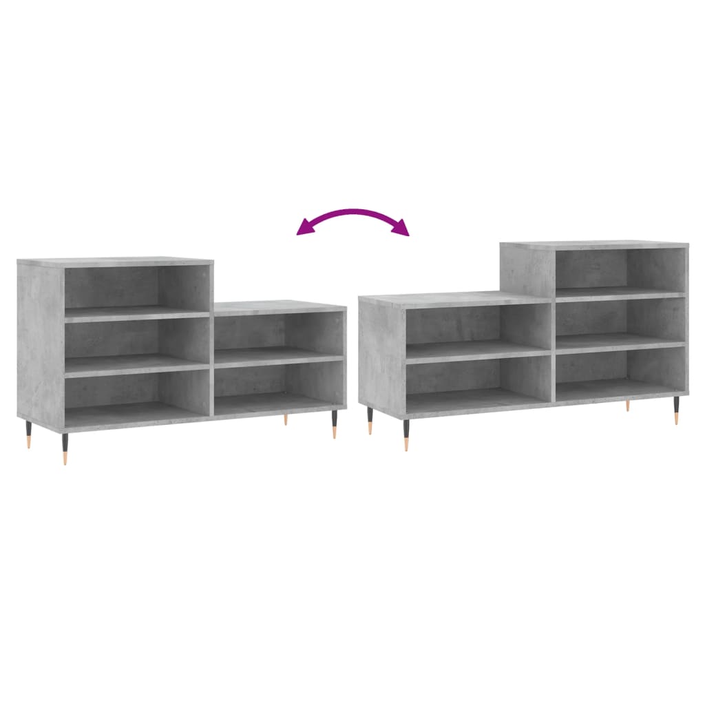 Betonszürke szerelt fa cipőszekrény 102x36x60 cm 7