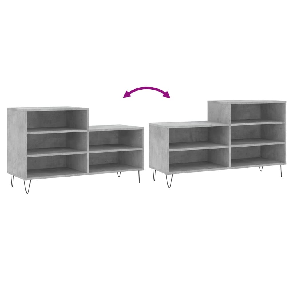 Betonszürke szerelt fa cipőszekrény 102x36x60 cm 7