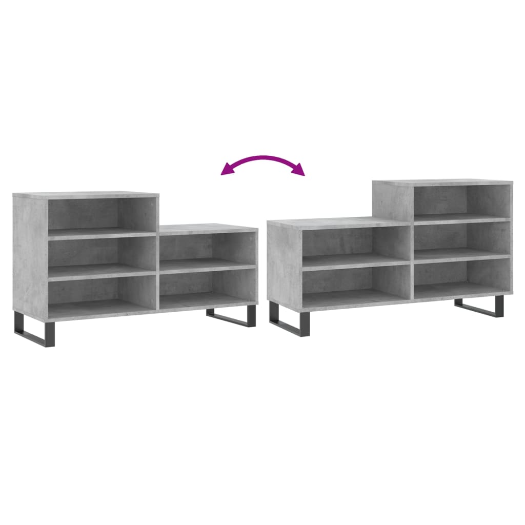 Betonszürke szerelt fa cipőszekrény 102x36x60 cm 7