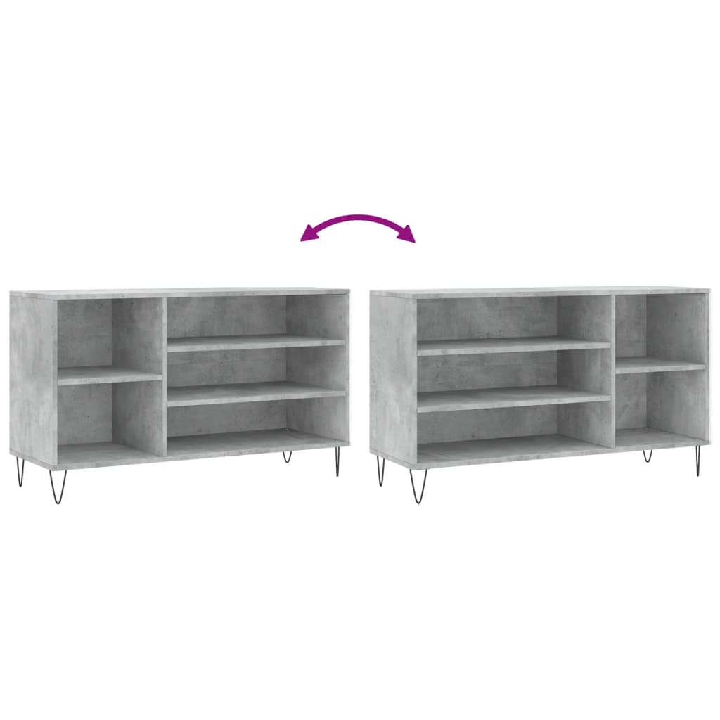 Betonszürke szerelt fa cipőszekrény 102x36x60 cm 7