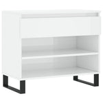 Magasfényű fehér szerelt fa cipőszekrény 70 x 36 x 60 cm 2