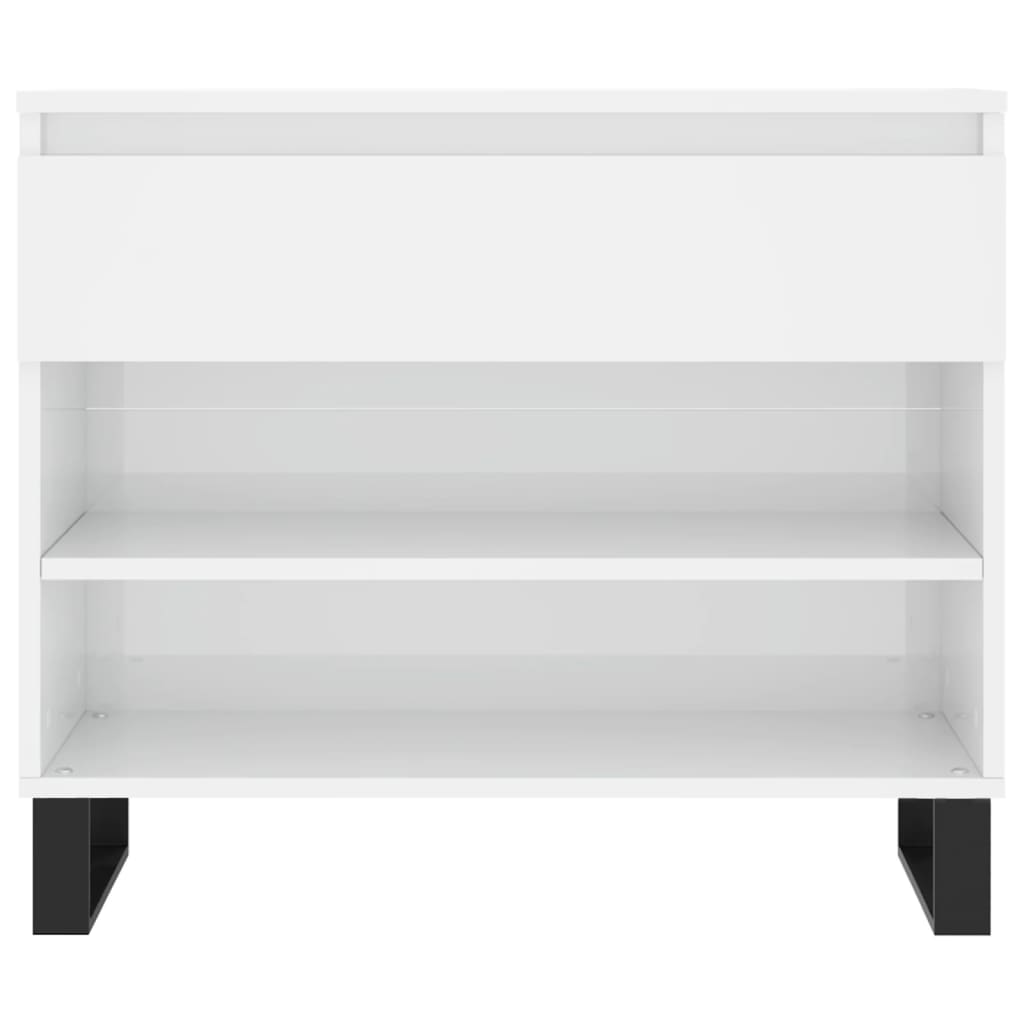 Magasfényű fehér szerelt fa cipőszekrény 70 x 36 x 60 cm 5