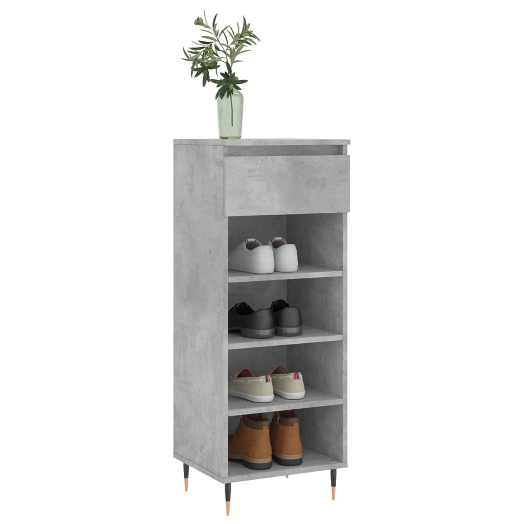Betonszürke szerelt fa cipőszekrény 40 x 36 x 105 cm 3