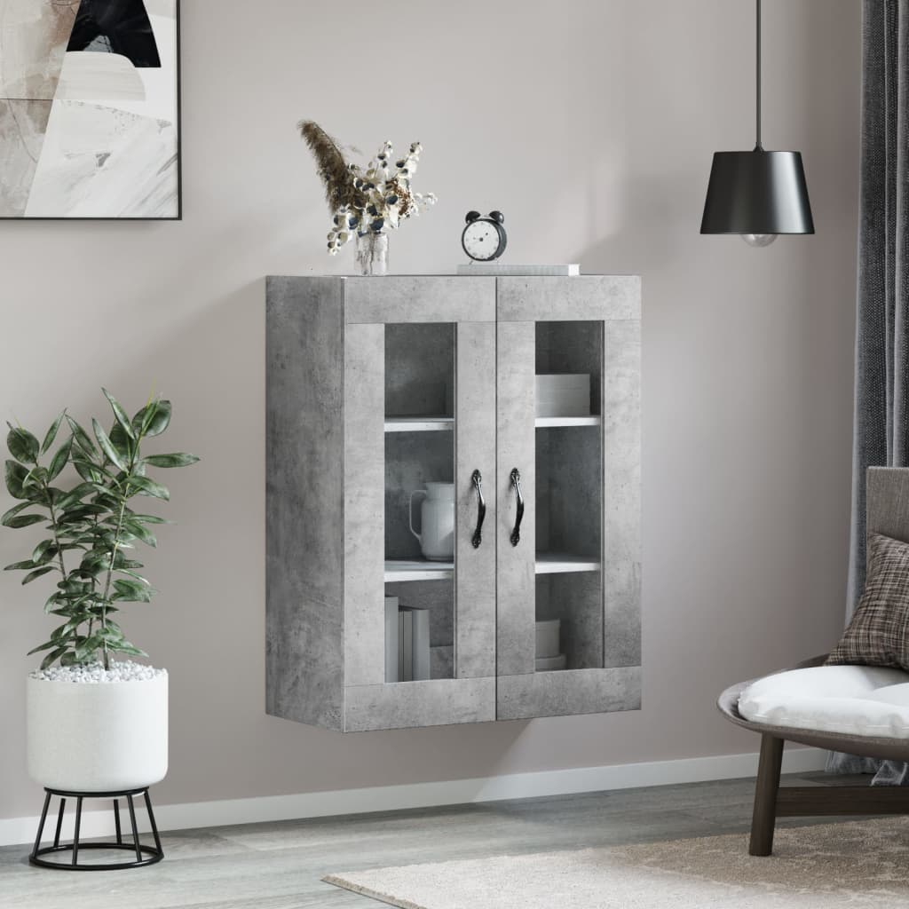 Betonszürke szerelt fa fali szekrény 69,5 x 34 x 90 cm 3