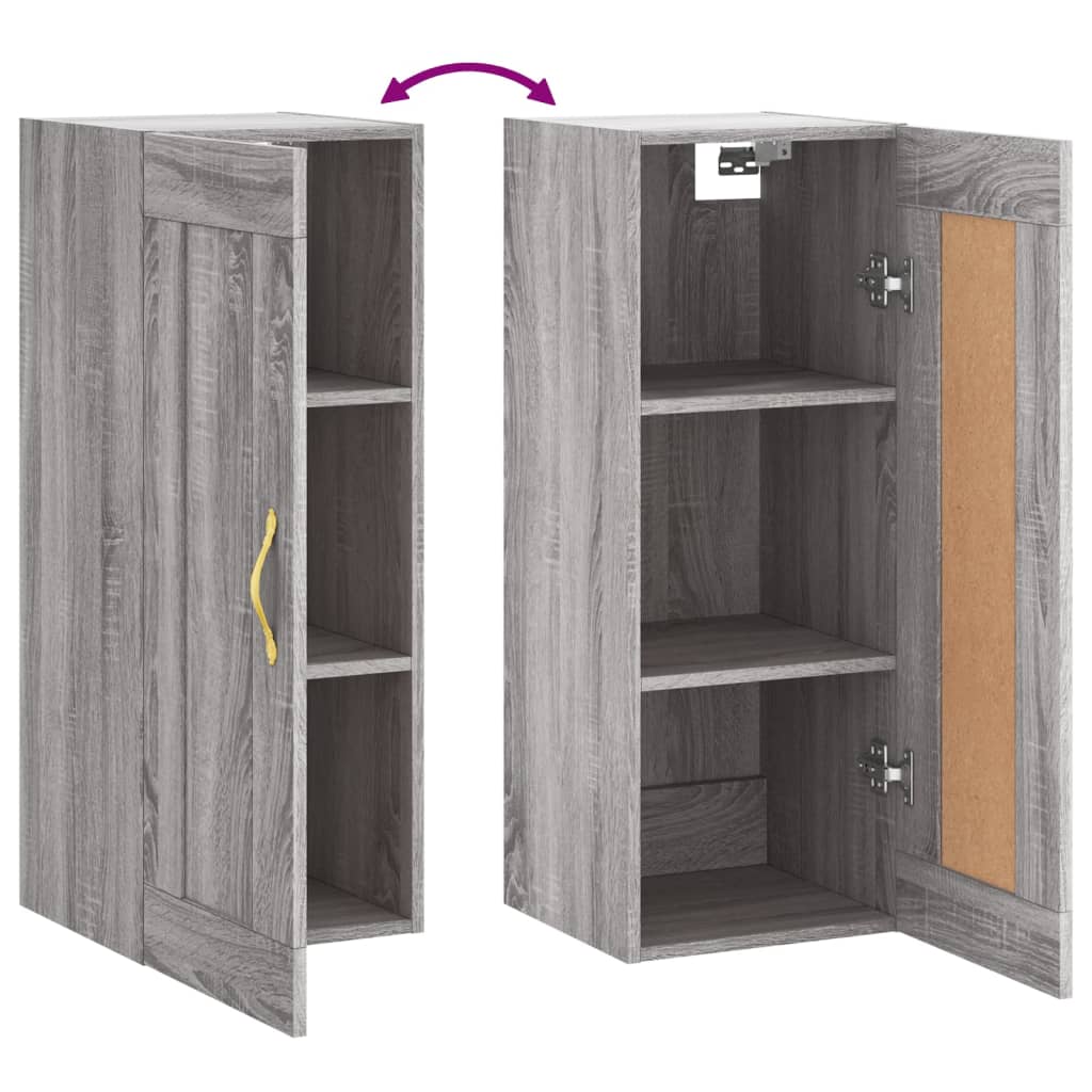 Szürke sonoma szerelt fa fali szekrény 34,5x34x90 cm 9