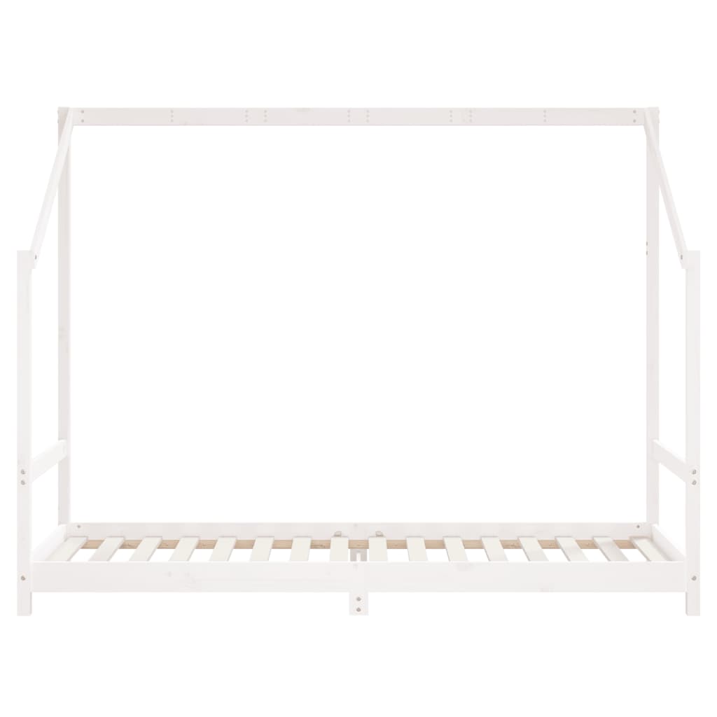 Fehér tömör fenyőfa gyerekágykeret 80 x 200 cm 4