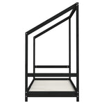 Fekete tömör fenyőfa gyerekágykeret 2 x (80 x 200) cm 5