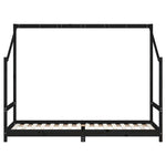 Fekete tömör fenyőfa gyerekágykeret 2 x (80 x 200) cm 6