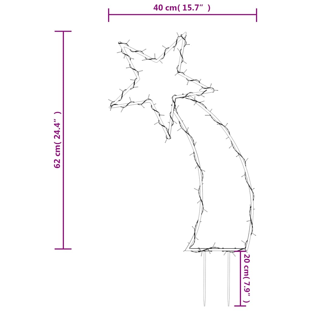 Karácsonyi hullócsillag fénydekoráció cövekkel 80 LED 62 cm 10