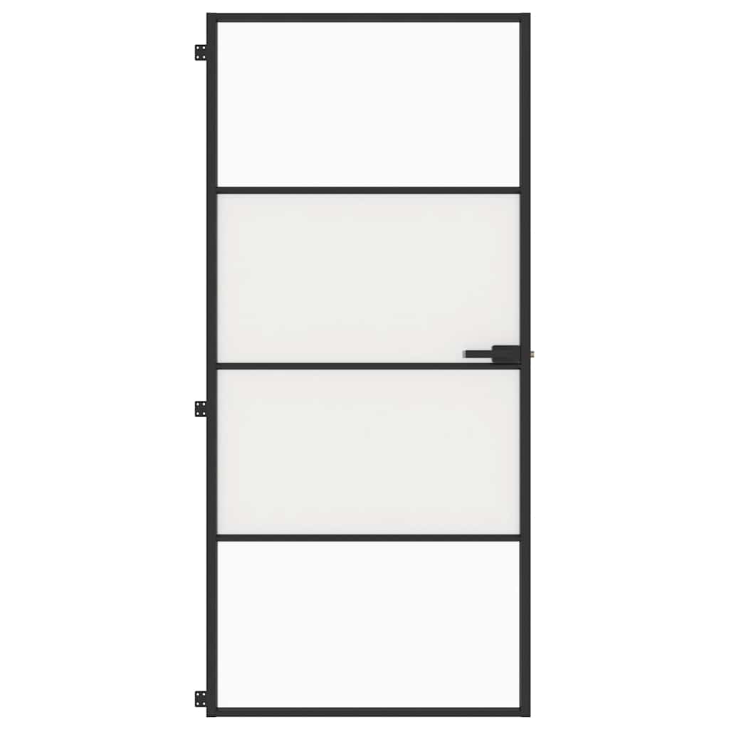 Fekete edzett üveg és alumínium vékony beltéri ajtó 93x201,5 cm 3