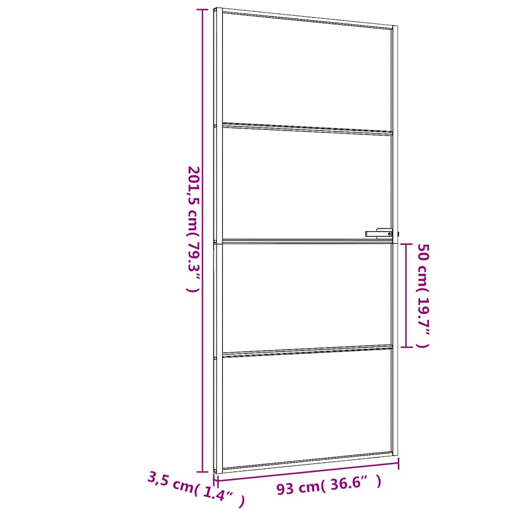 Fekete edzett üveg és alumínium vékony beltéri ajtó 93x201,5 cm 9