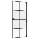 Fekete edzett üveg és alumínium vékony beltéri ajtó 93x201,5 cm 2