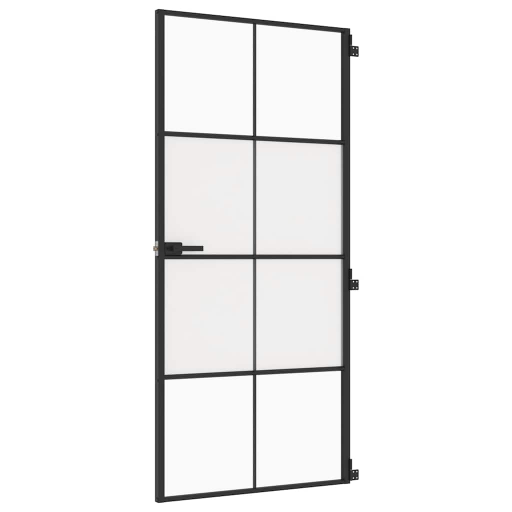 Fekete edzett üveg és alumínium vékony beltéri ajtó 93x201,5 cm 2