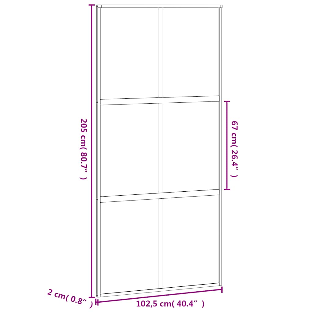 Fekete edzett üveg és alumínium tolóajtó 102,5 x 205 cm 9