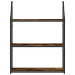3 szintes füstös tölgy színű szerelt fa falipolc 60x21x78,5 cm 4
