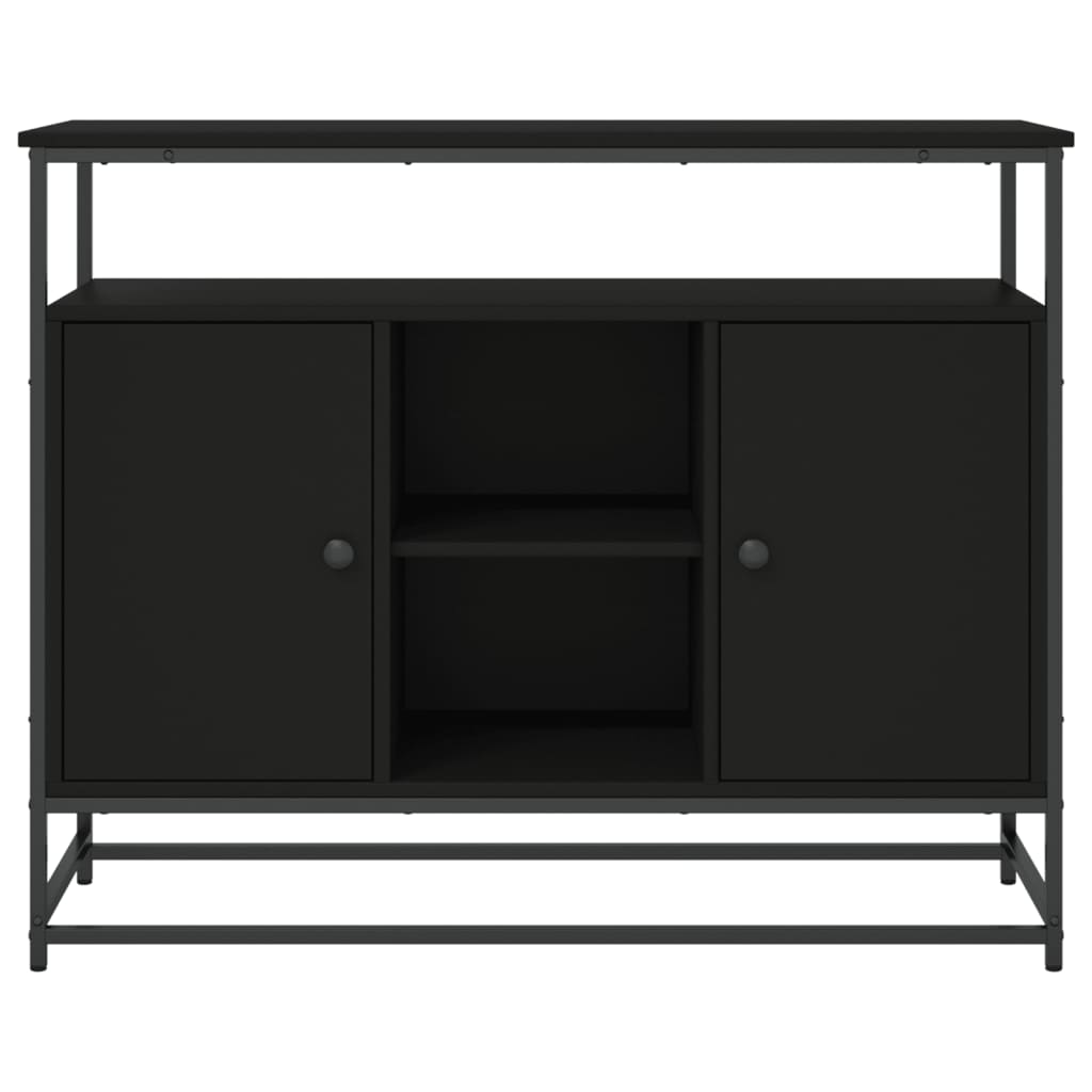 Fekete szerelt fa tálalószekrény 100 x 35 x 80 cm 6