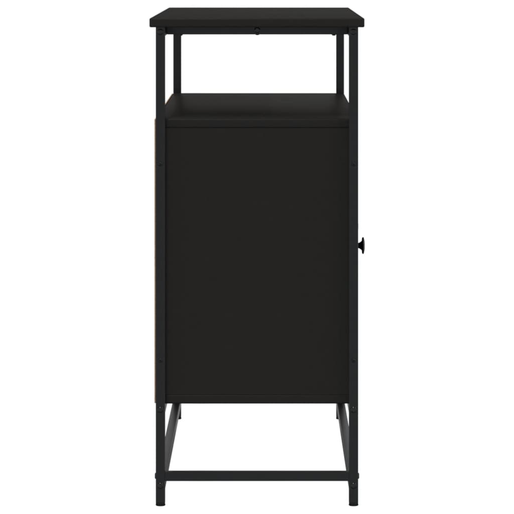 Fekete szerelt fa tálalószekrény 100 x 35 x 80 cm 7