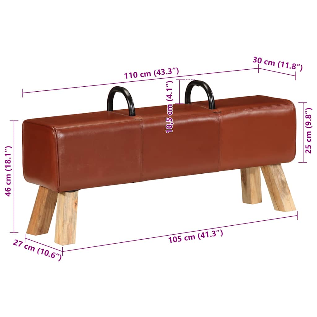 Barna valódi bőr tornapad 110 cm 10