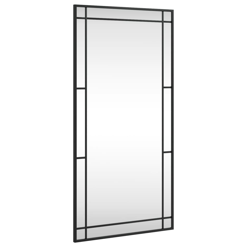 Fekete téglalap alakú vas fali tükör 50 x 100 cm 2
