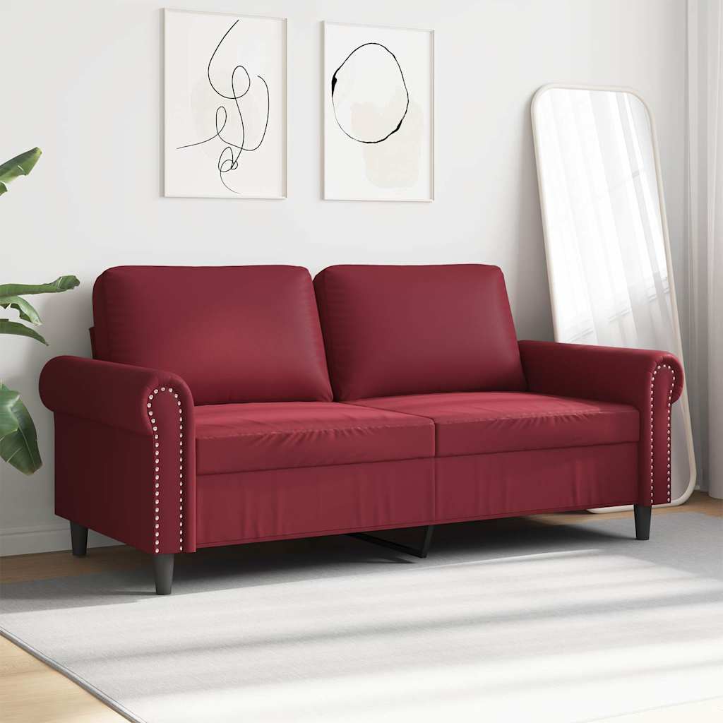 2 személyes bordó színű műbőr kanapé 140 cm 3