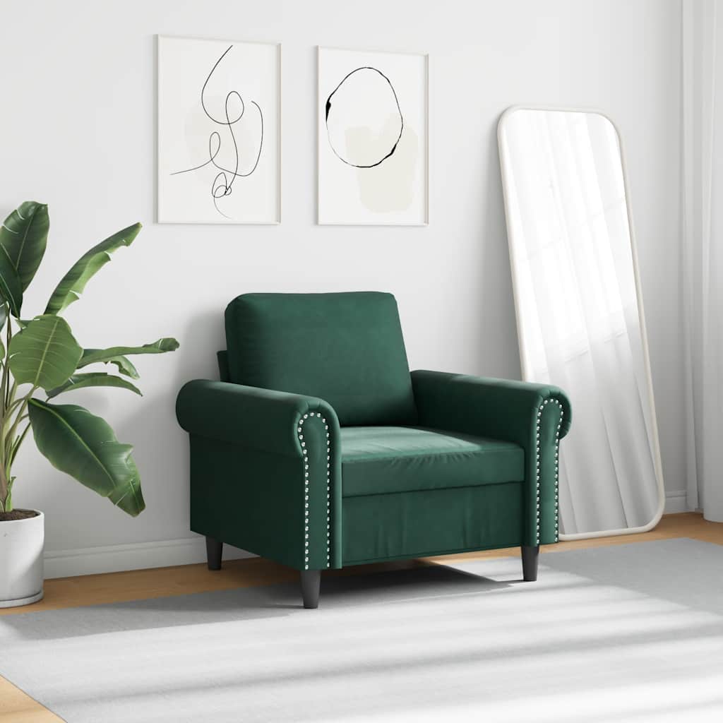 Sötétzöld bársony kanapéfotel 60 cm 3